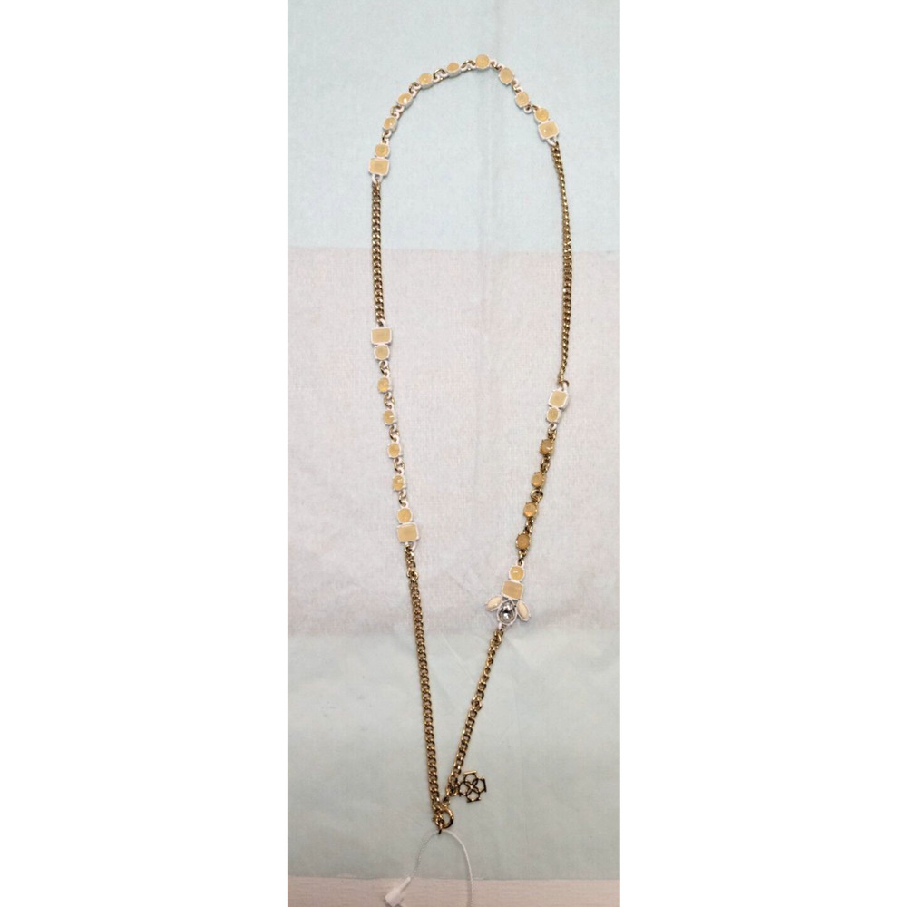 Ann Taylor Gold Tone Rope Chain Yellow Gen White Casing 14" Statement Necklace